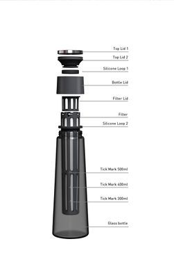 Скляна колба для колд брю Timemore Icicle Cold Brewer (чорна/black), чорний